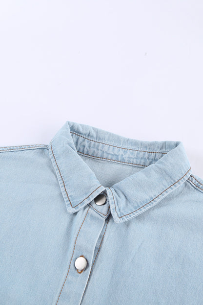 Contrasterende luipaard denim jas