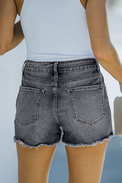 Witte versleten gerafelde denim shorts