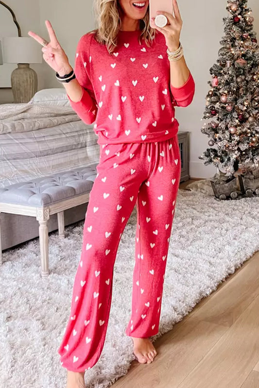 Ensemble pantalon imprimé coeur rouge ardent pour la Saint-Valentin