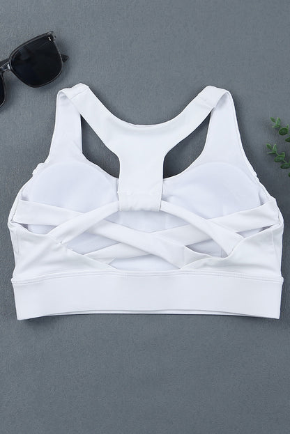 White Athletic Push Up Sports Bra