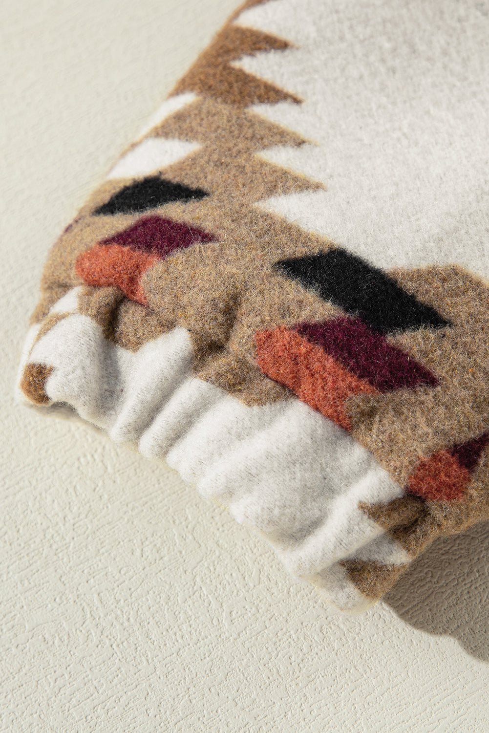 Beige Aztec-geprinte staande hals jas met rits