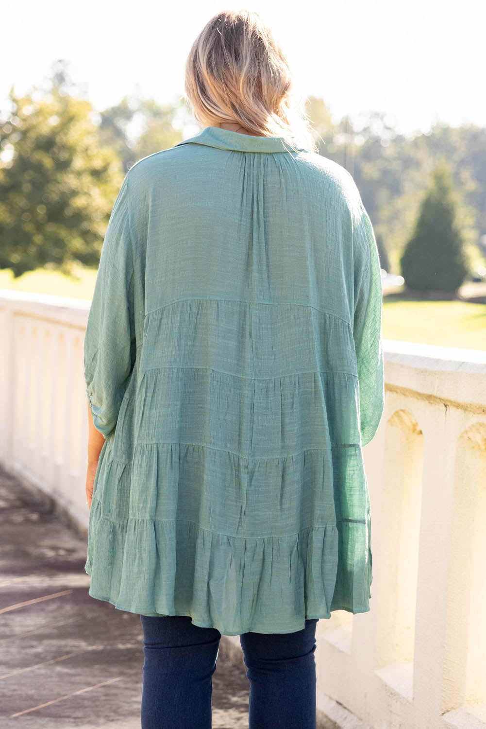 Groene 3/4 mouw plus size tuniek top