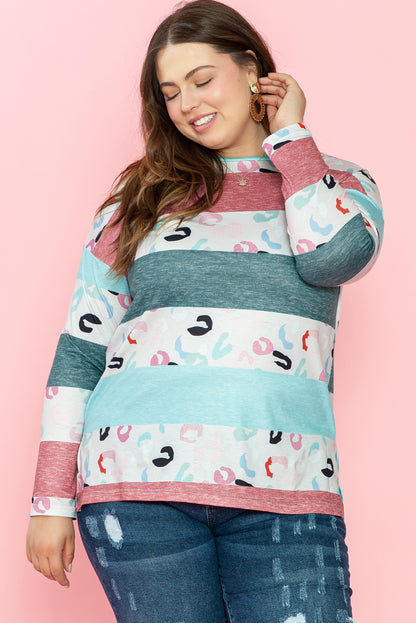 Groene Plus Size Colorblock Pullover Top