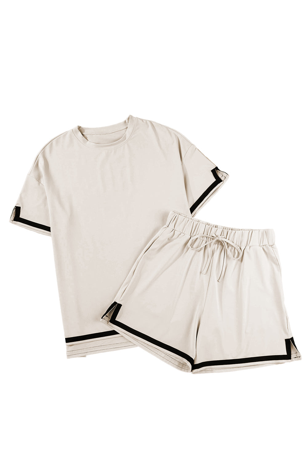 Zwarte contrasterende T-shirt en shorts set