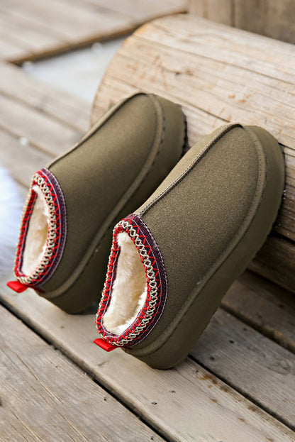 Chestnut Contrast Print Suede Plush Lined Snow Boots