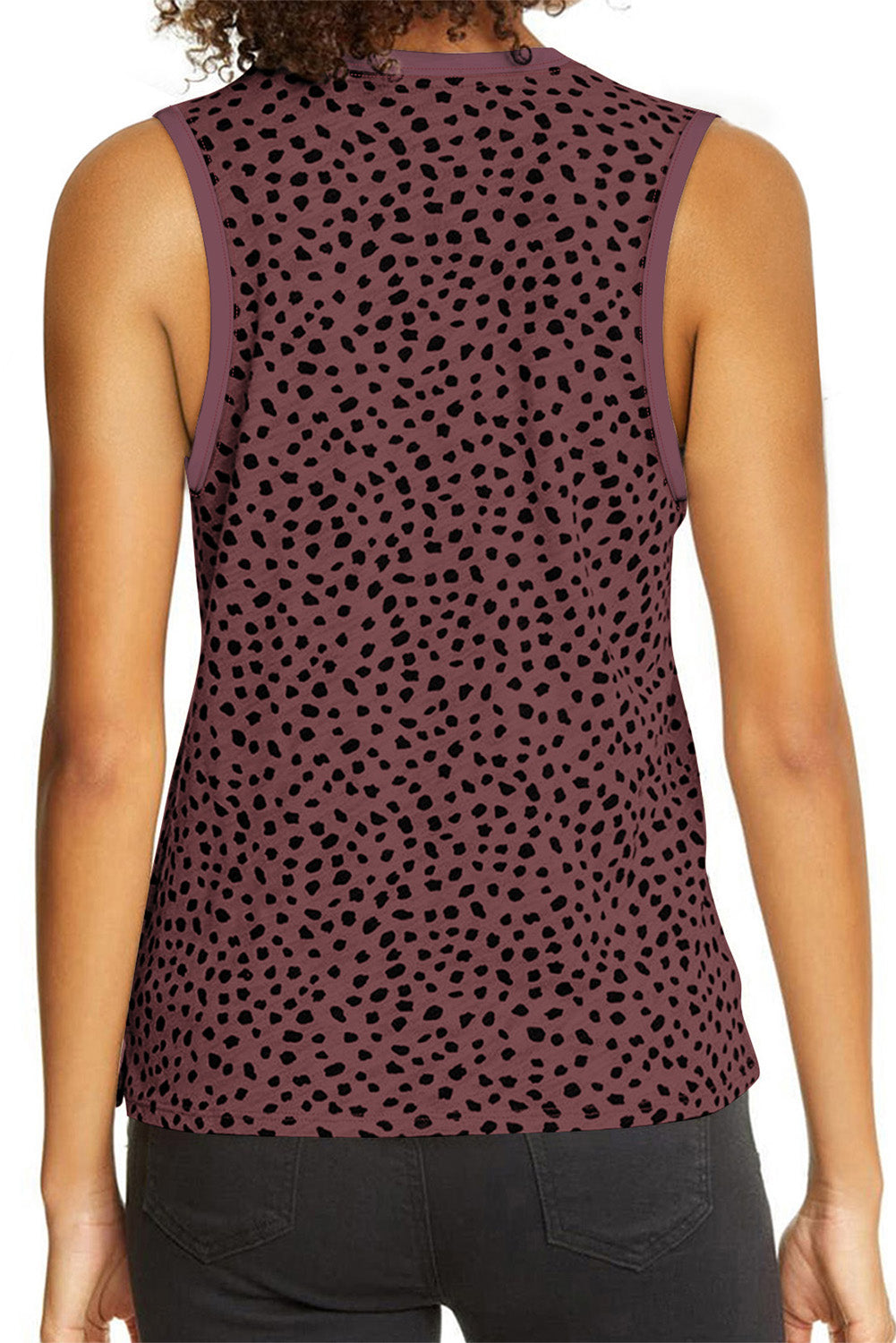 Tanktop met ronde hals en luipaardprint