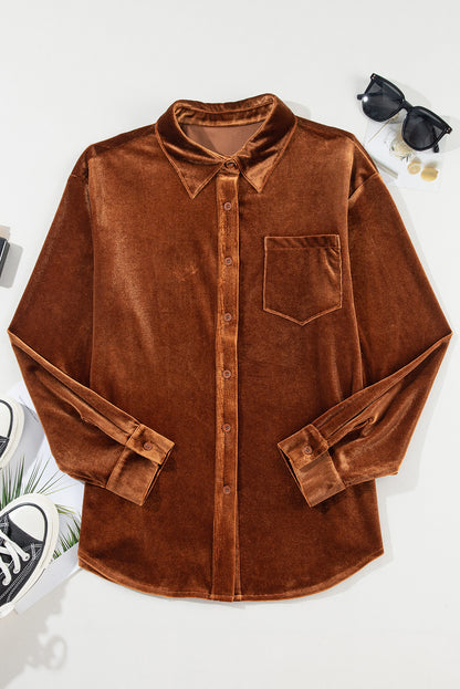 Chestnut Chest Pocket Velvet Shirt