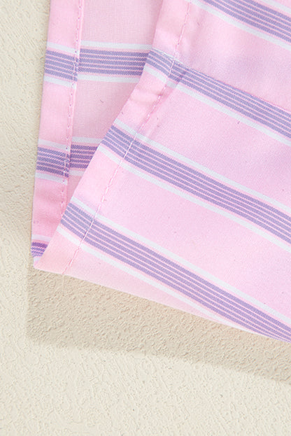 Pink Stripe Chest Pocket Casual Shirt