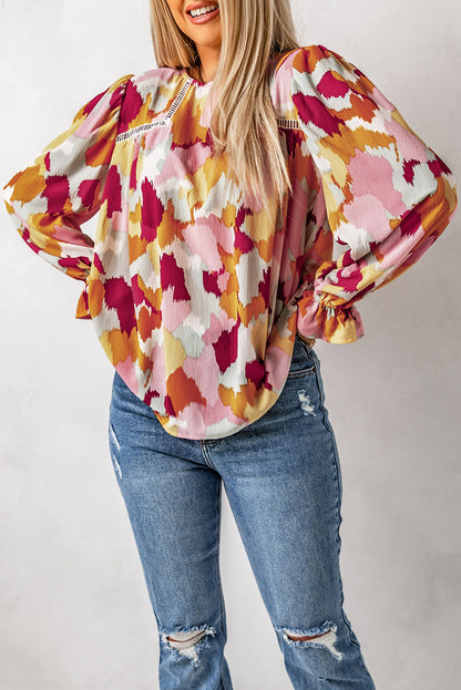 Blouse met lange mouwen en abstracte print