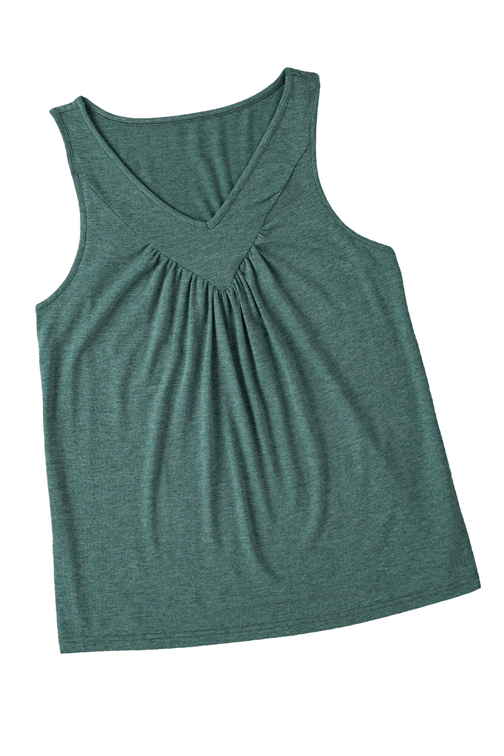 Mistgroene tanktop met V-hals en ruches