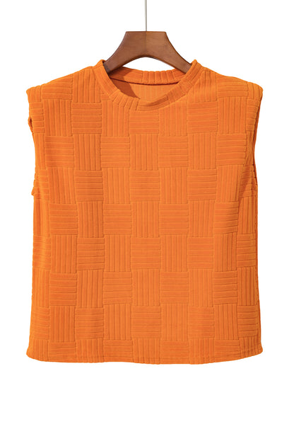 Set van oranje getextureerd tanktopje en wijde broek