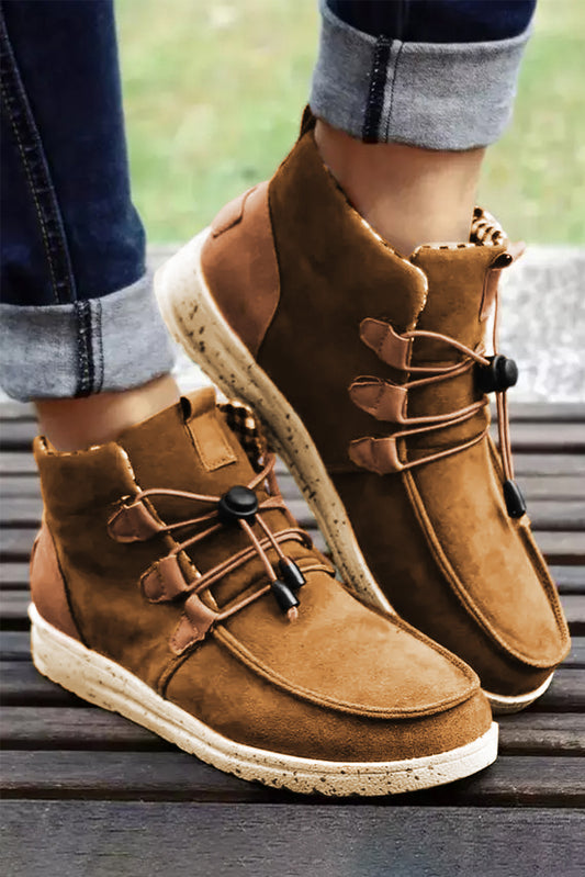 Bottines à lacets en simili-suède camel