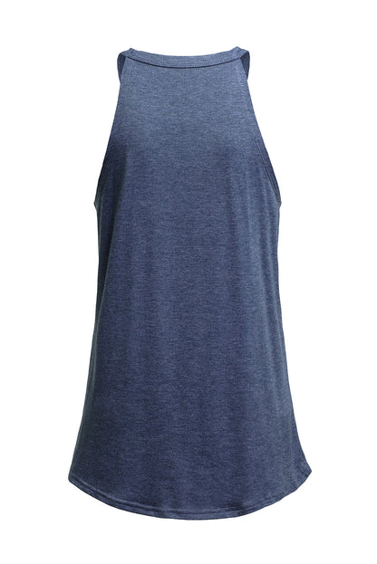 White Solid Color Crew Neck Tank Top