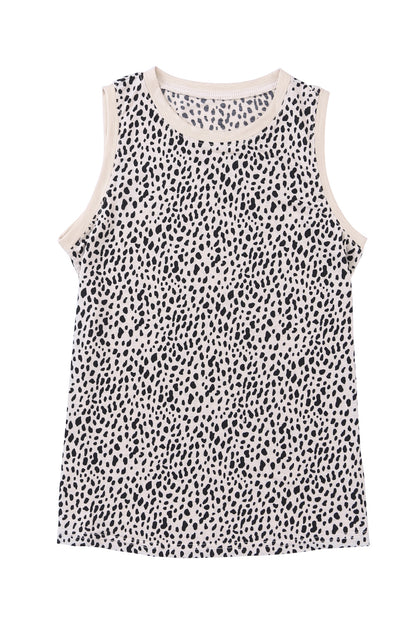 Tanktop met ronde hals en luipaardprint