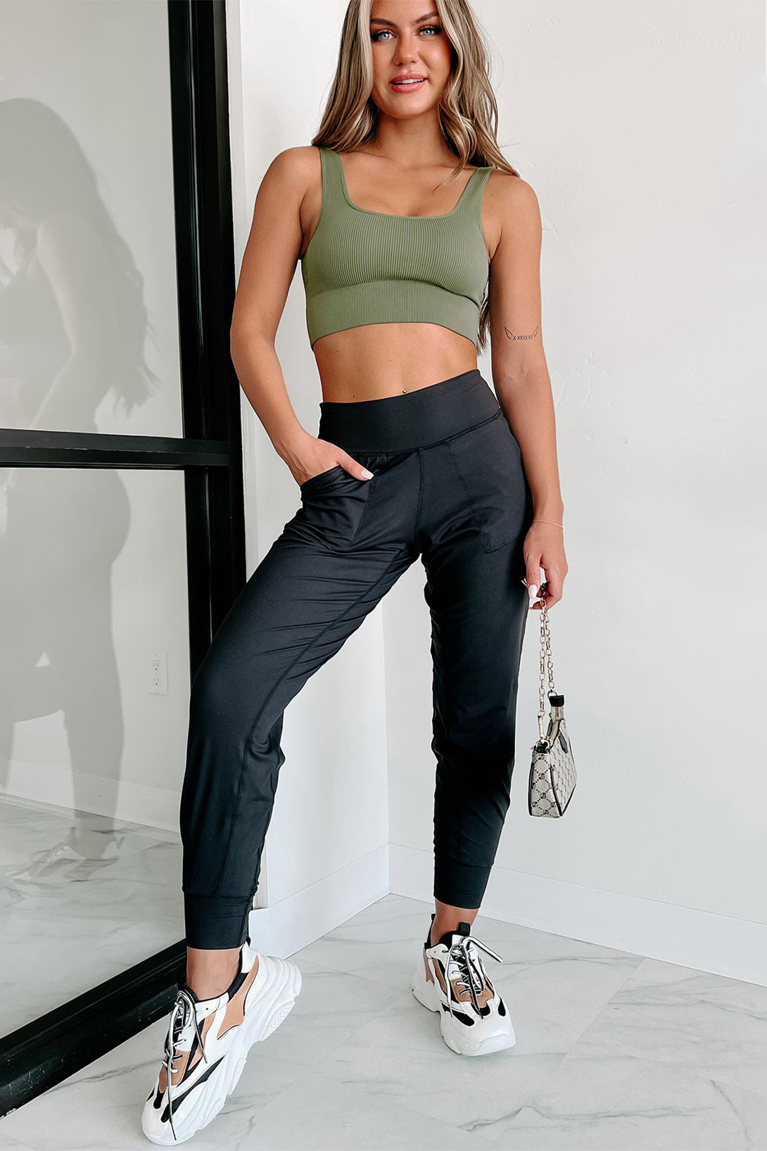 Medium Grey Exposed Seam High Waist Pocketed Joggers