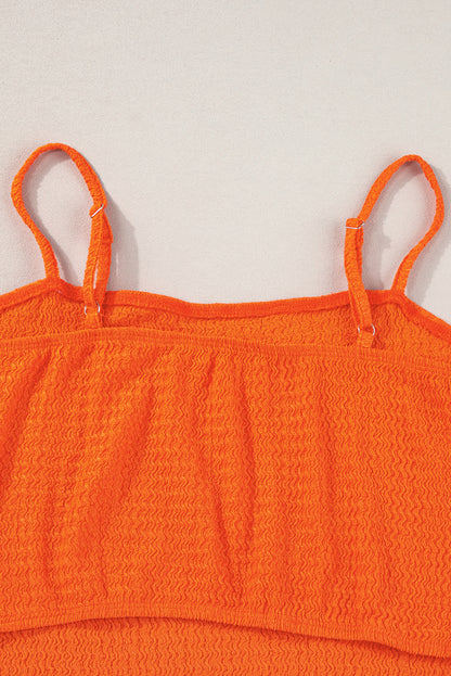 Oranje getextureerde cropped cami-top met kwastjes