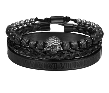 3 stks/set Handgemaakte Mannen Armband Micro Pave CZ Skeletschedel