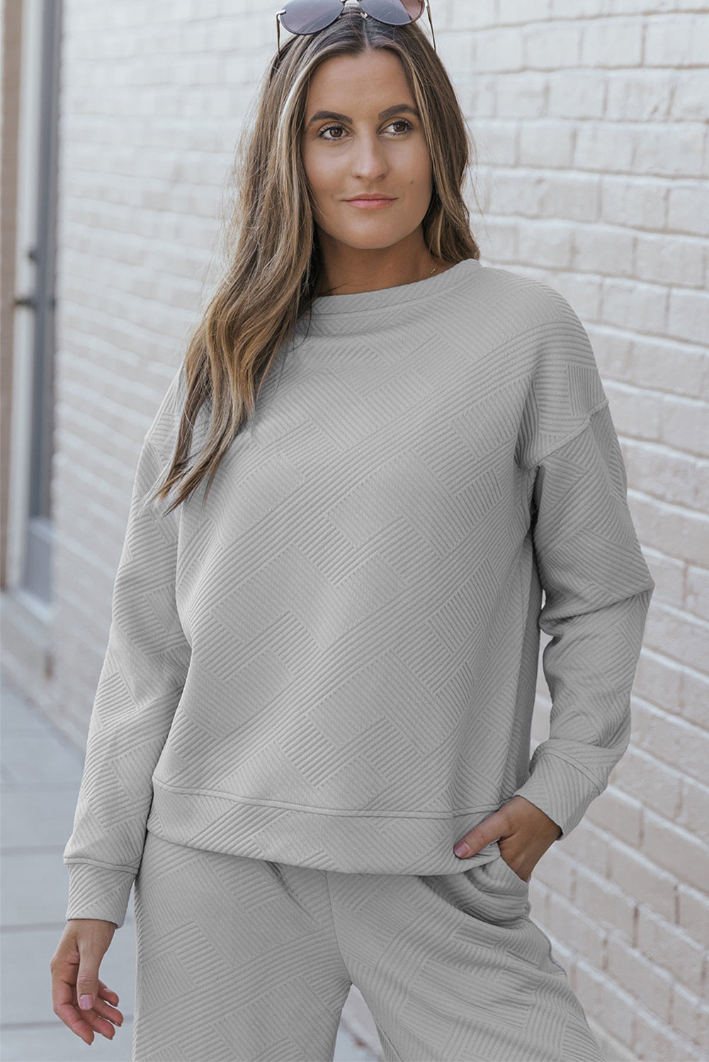 Rode Dahlia Ultra Losse Getextureerde 2-delige Slouchy Outfit