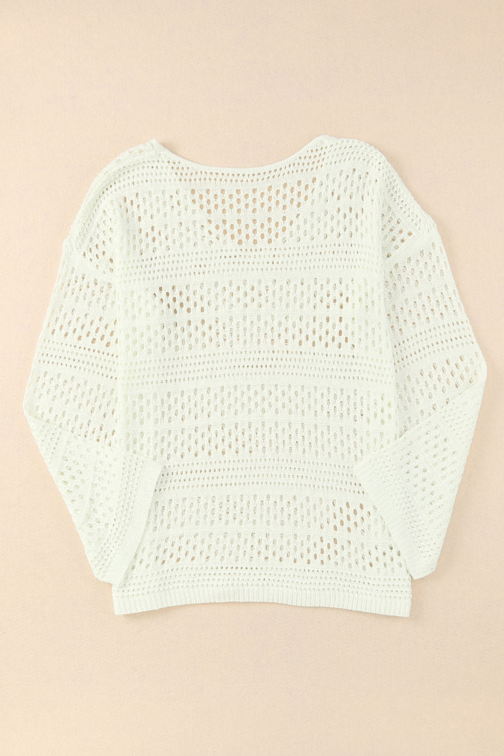 Witte Hollow Out Crochet V-hals Pullover Trui