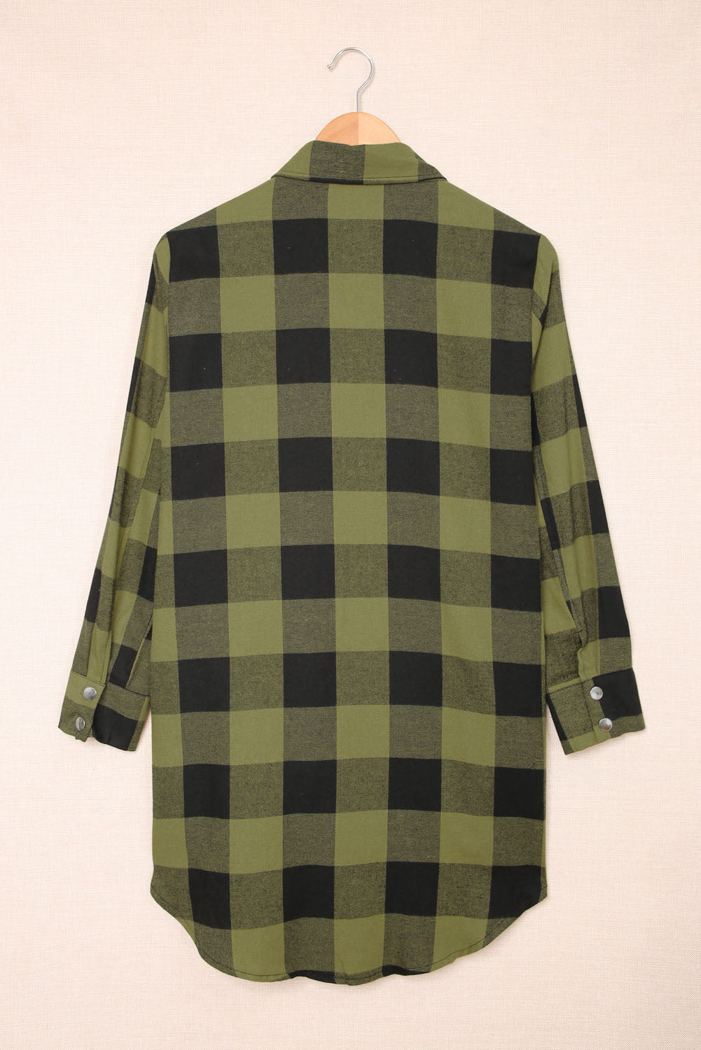 Brown Turn-down Collar Plaid Shirt Coat