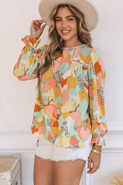 Blouse met lange mouwen en abstracte print