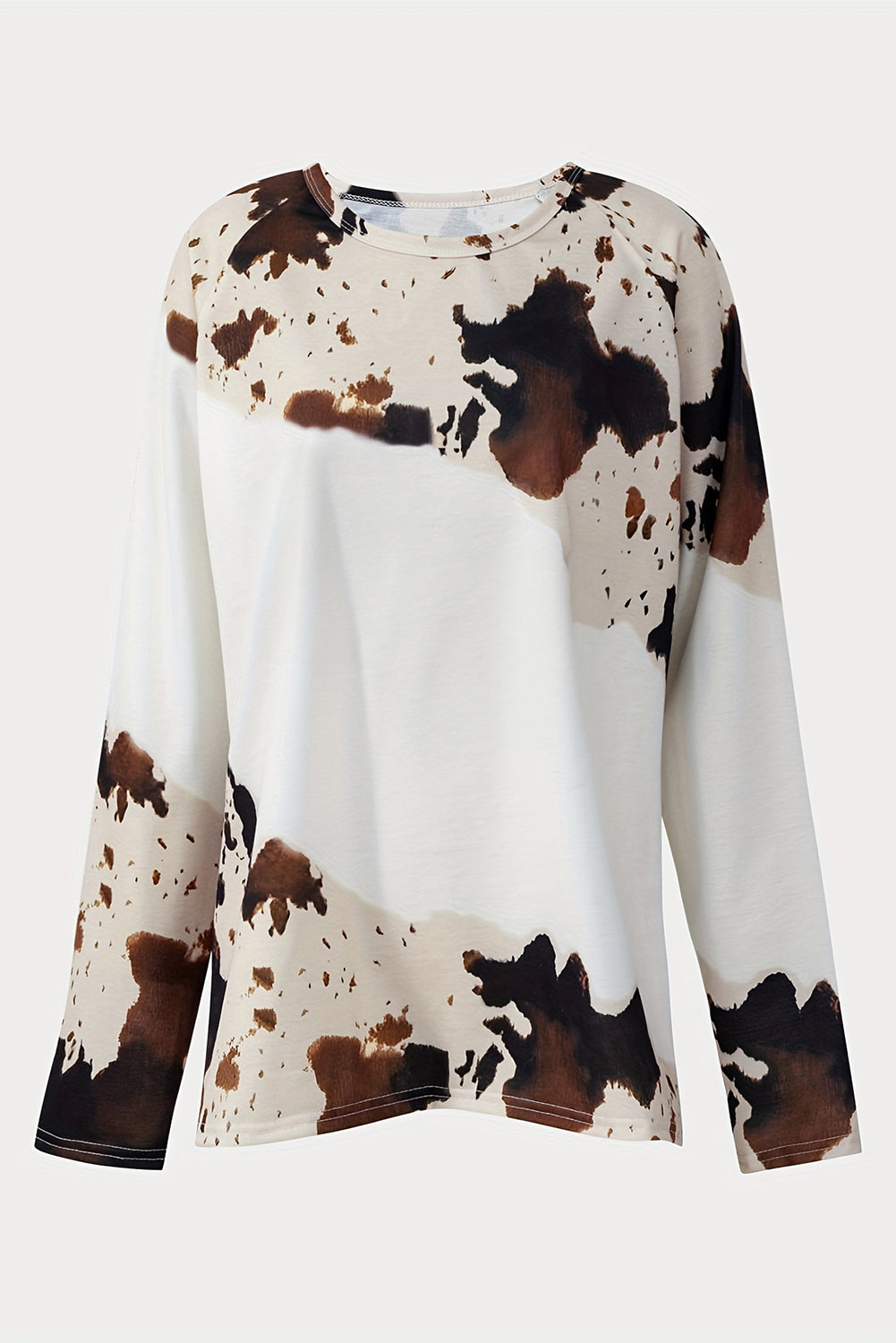 Bruin Western Tie Dye Print T-shirt met lange mouwen