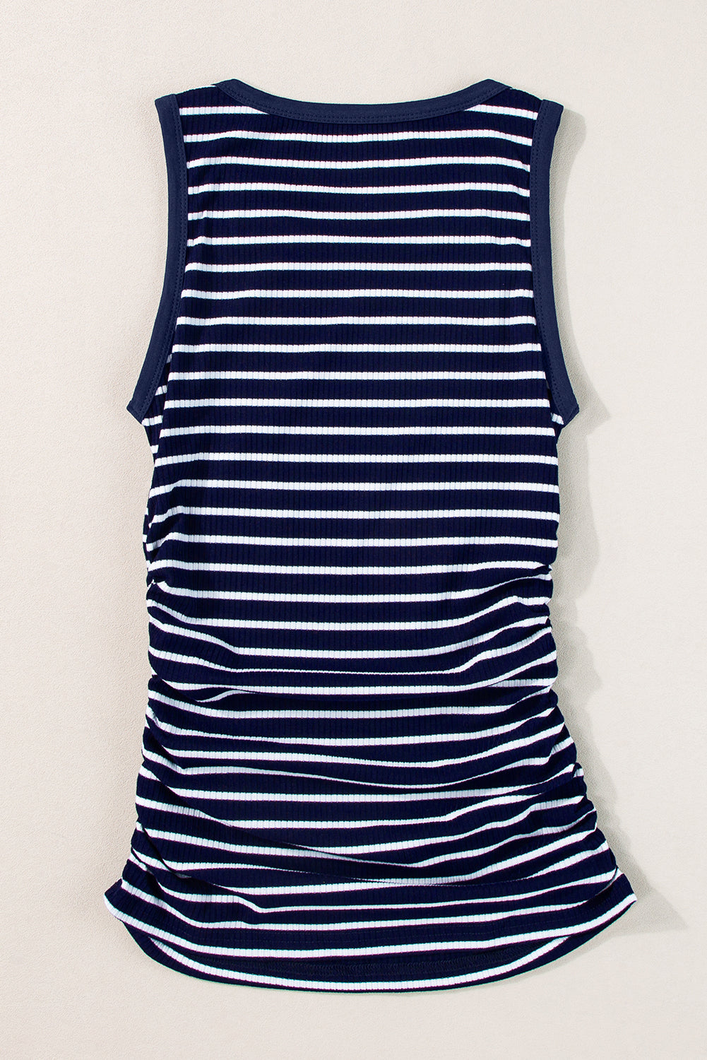 Black Stripe Contrast Round Neck Sleeveless Slim Top