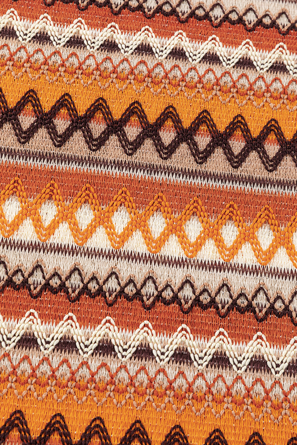 Oranje gestreepte en geo-jacquard gebreide tanktop