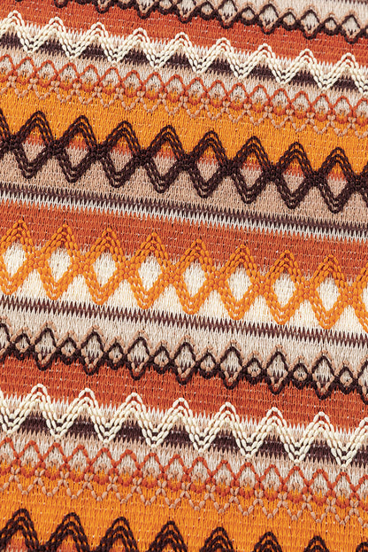 Oranje gestreepte en geo-jacquard gebreide tanktop