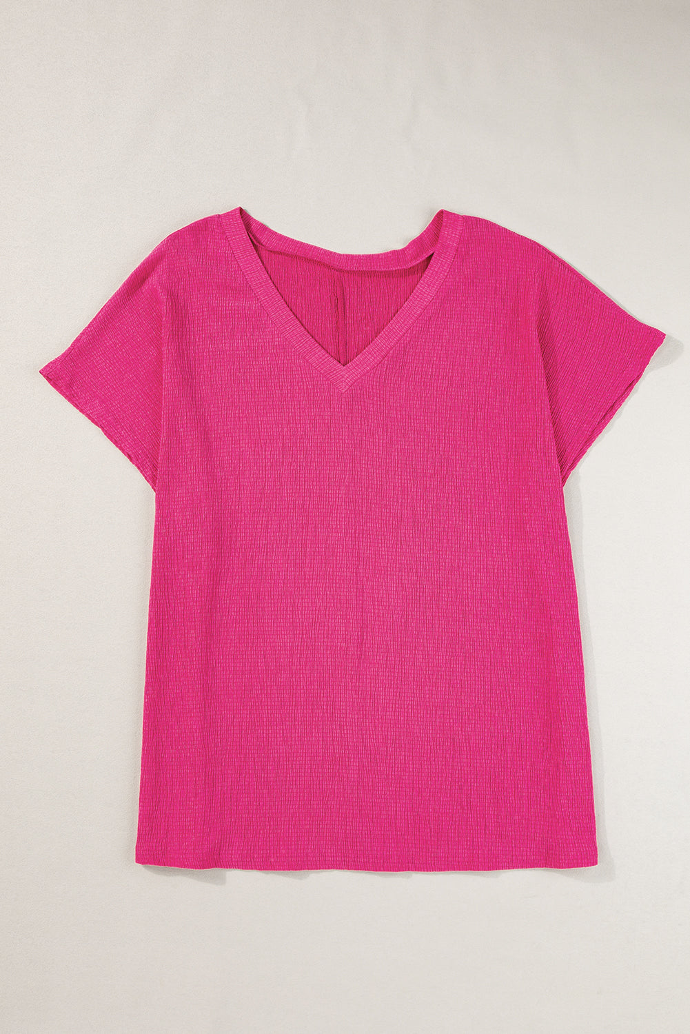 Blue Sapphire Textured V Neck Bubble Hem Plus Top