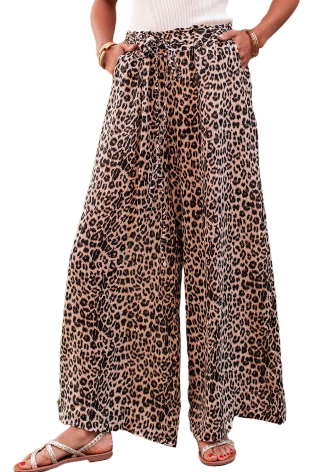 Desert Palm Boho Leopard Wijde Broek