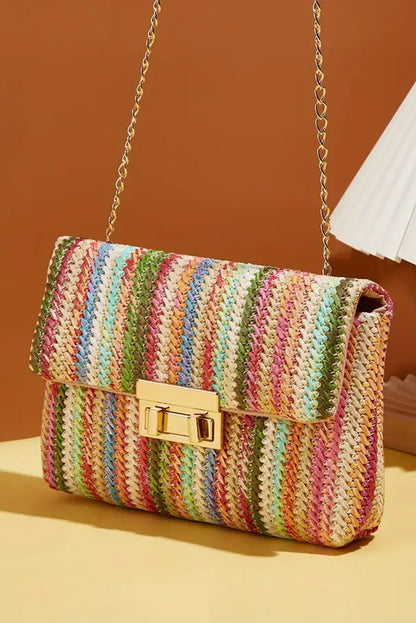 Multicolour Bohemian Woven Gold Chain Shoulder Bag