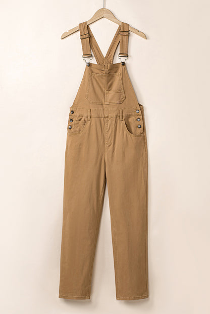 Khaki Vintage Multi Pockets Gespband Cargo Denim Overalls