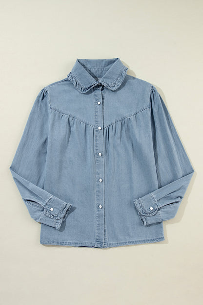 Dusk Blue Turn-down Collar Chambray Shirt