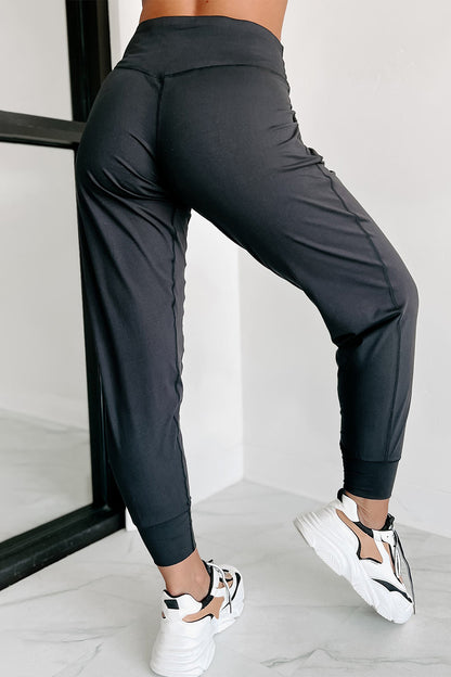 Medium Grey Exposed Seam High Waist Pocketed Joggers