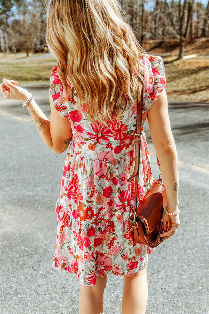 Witte geplooide tankjurk met bloemenprint