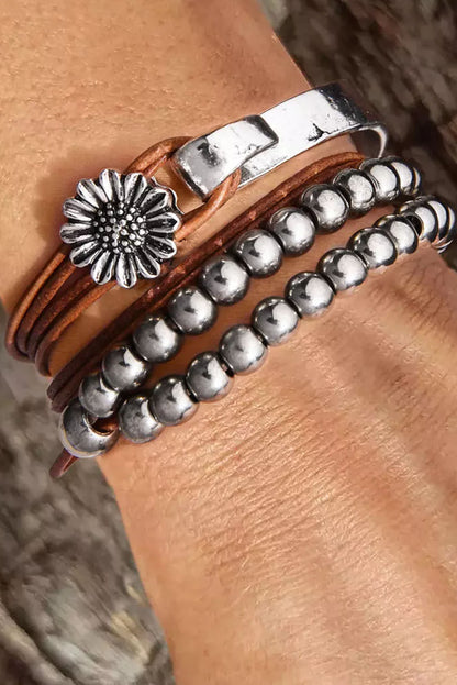 Bruine Daisy Beading Alloy Multilayer Armband 