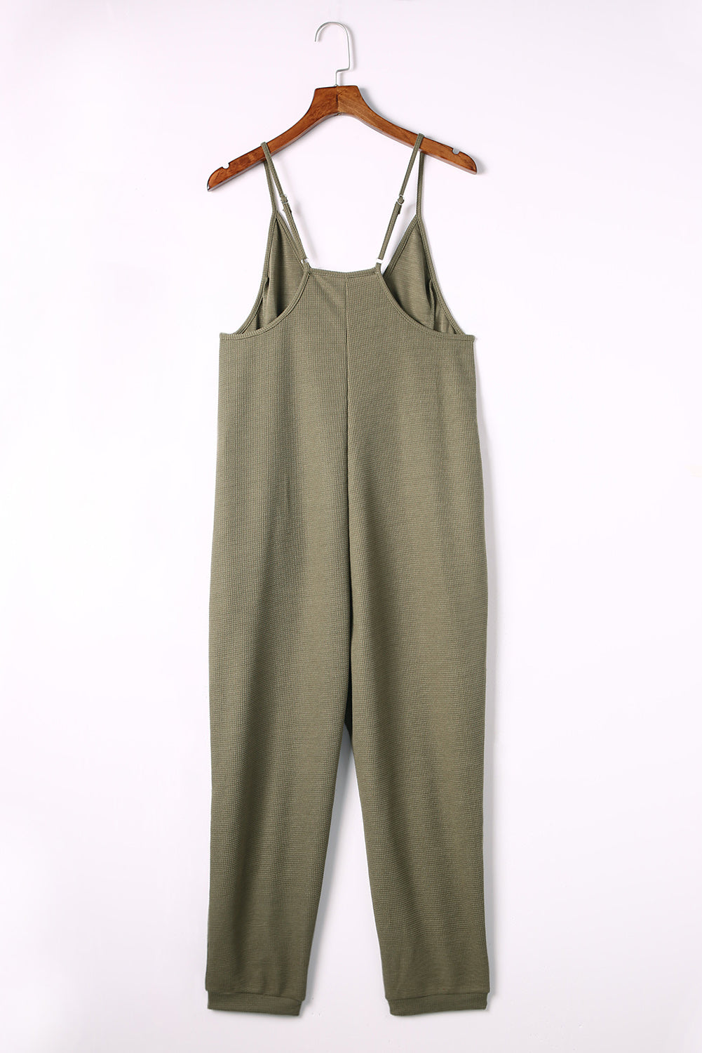 Grijze, getextureerde, mouwloze, V-hals, casual jumpsuit met zakken