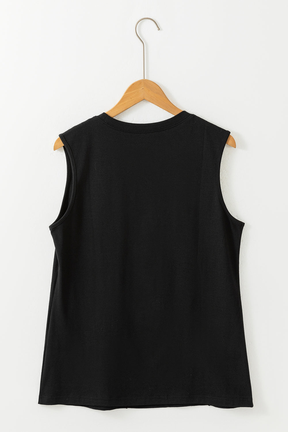 Zwarte geplooide tanktop met ronde hals