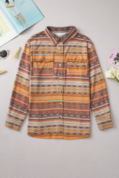 Bruine Western Print Fleece Shacket