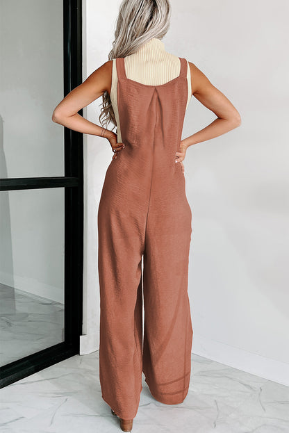 Zwarte jumpsuit met wijde pijpen en geknoopte bandjes