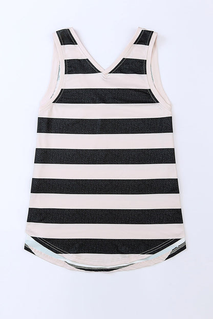 Gestreepte tanktop met V-hals