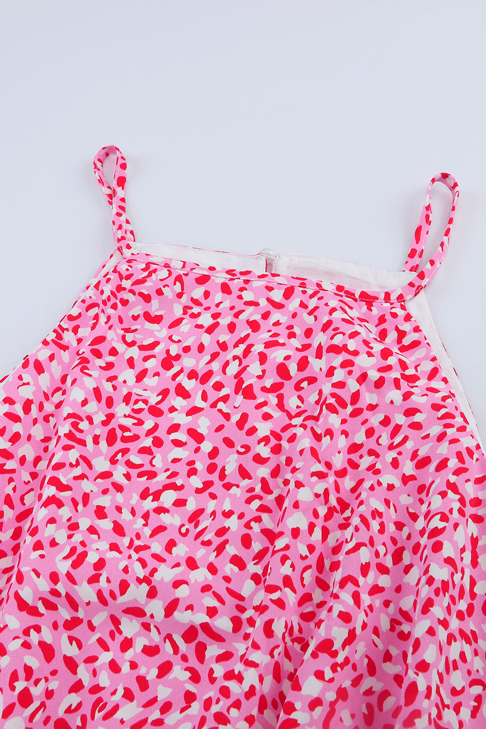 Roze luipaardprint mouwloze mini-jurk met tailleband