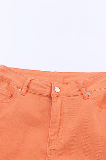 Oranje Acid Wash High Waist Wijde Pijpen Jeans