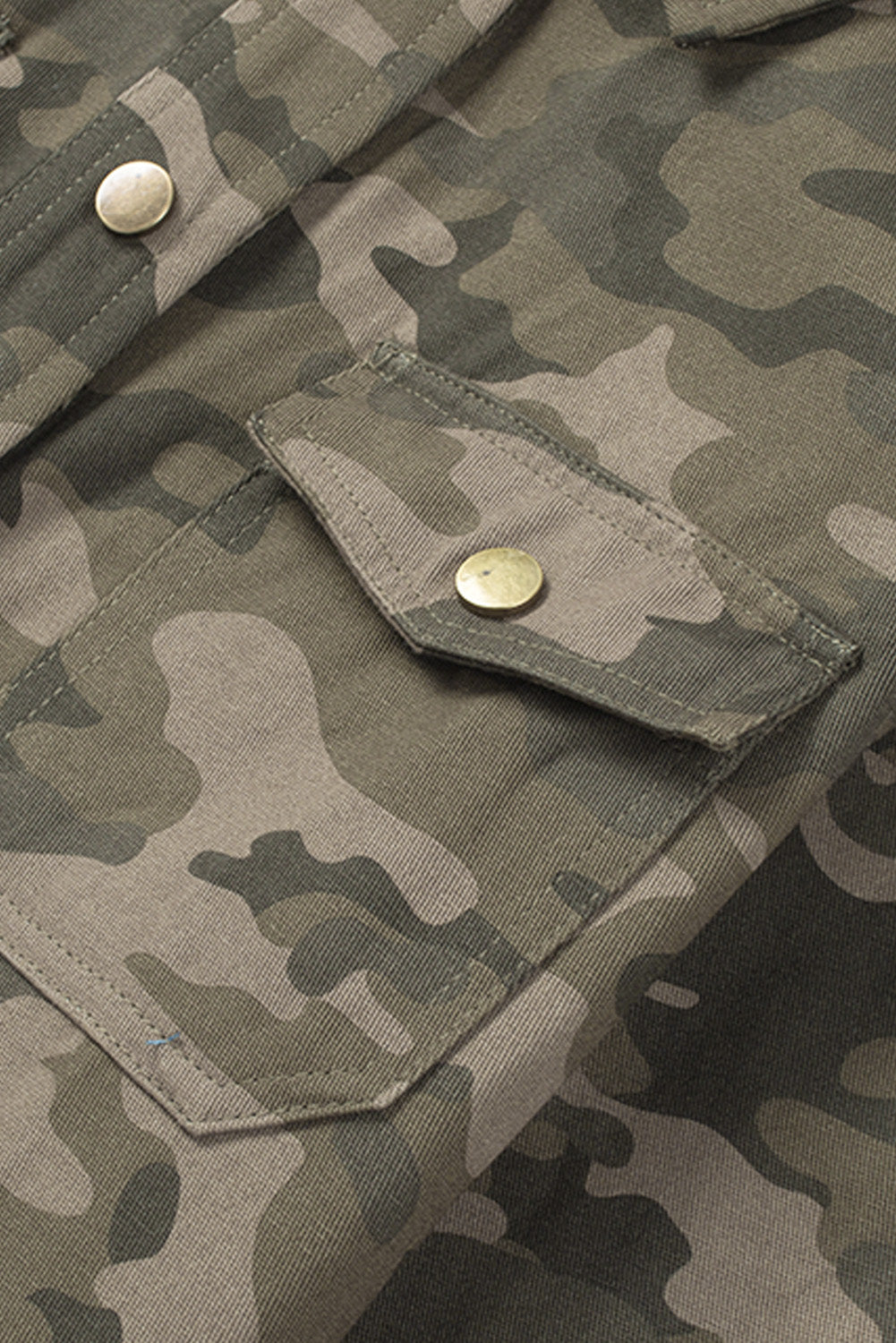 Groene camouflageprint multi-pocket knoopjas