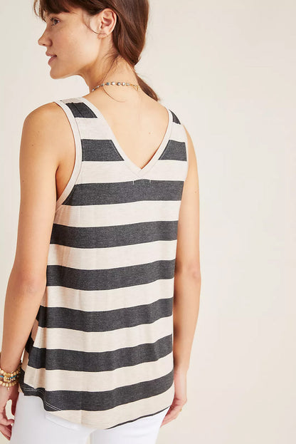 Gestreepte tanktop met V-hals