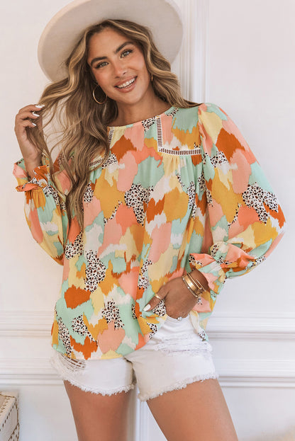 Blouse met lange mouwen en abstracte print