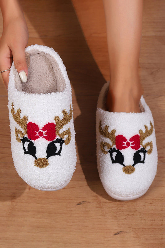 Witte Kerst Cartoon Patroon Pluche Pantoffels