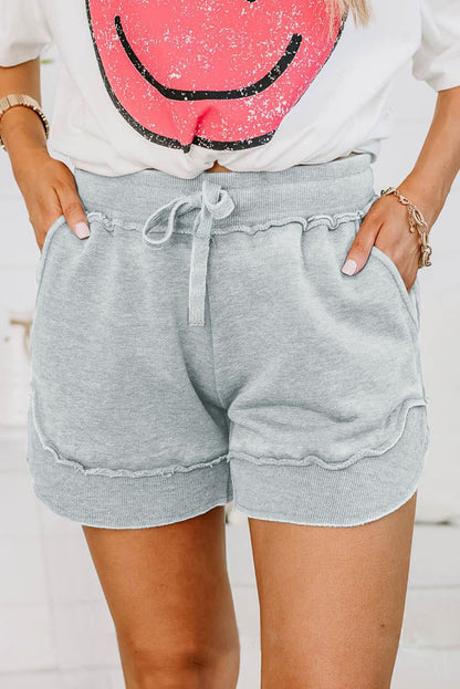 Grijze geribbelde gebreide casual shorts