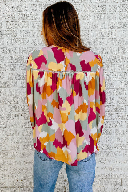 Blouse met lange mouwen en abstracte print